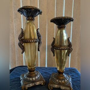 Candle holders for fireplace mantle or hearth